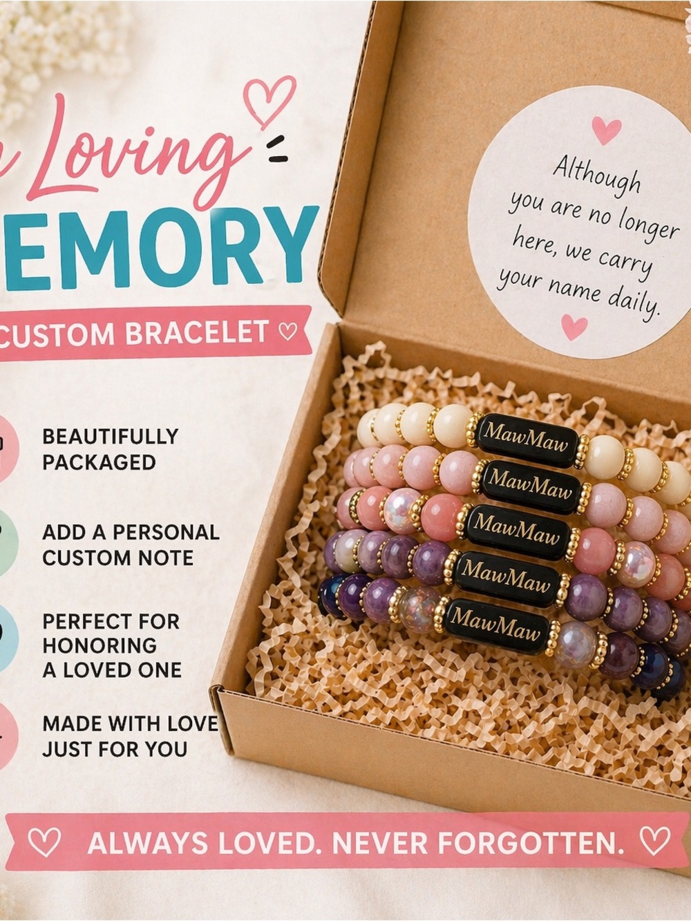 Forever in My Heart Bracelet | Personalized Memorial Jewelry